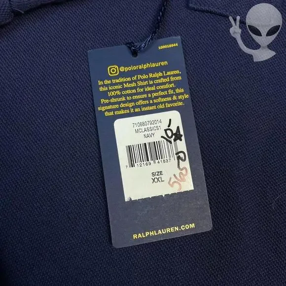 NWT Polo Ralph Lauren Long Sleeve Knit Polo Shirt 2XL Navy Classic Fit - Picture 4 of 6